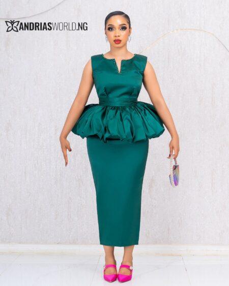 GREEN STUDDED MIKADO SKIRT SET