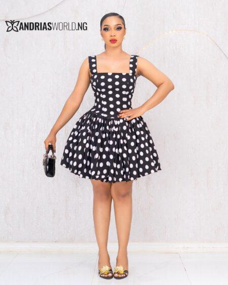 BLACK AND WHITE POLKADOT MINI DRESS