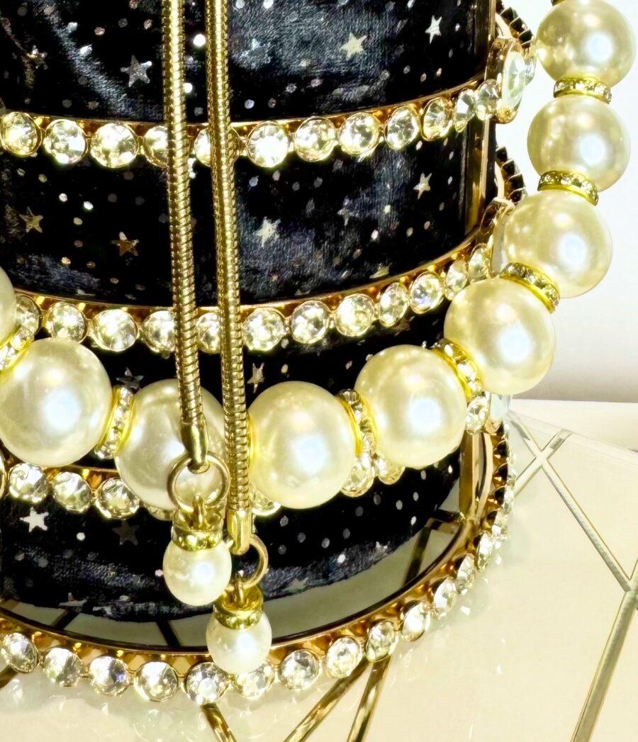 BLACK STUDDED CUP PURSE