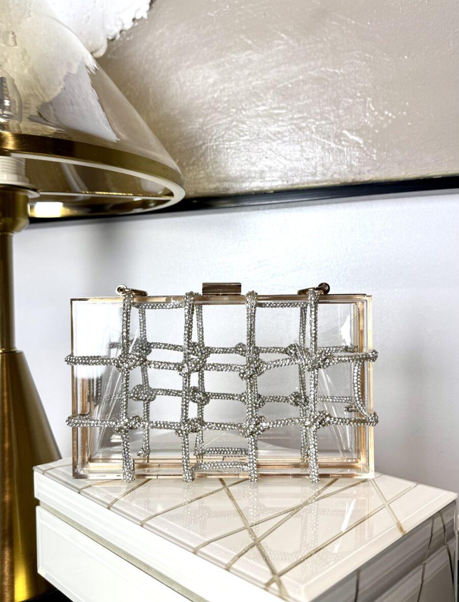 SILVER CLEAR RHINESTONE PURSE