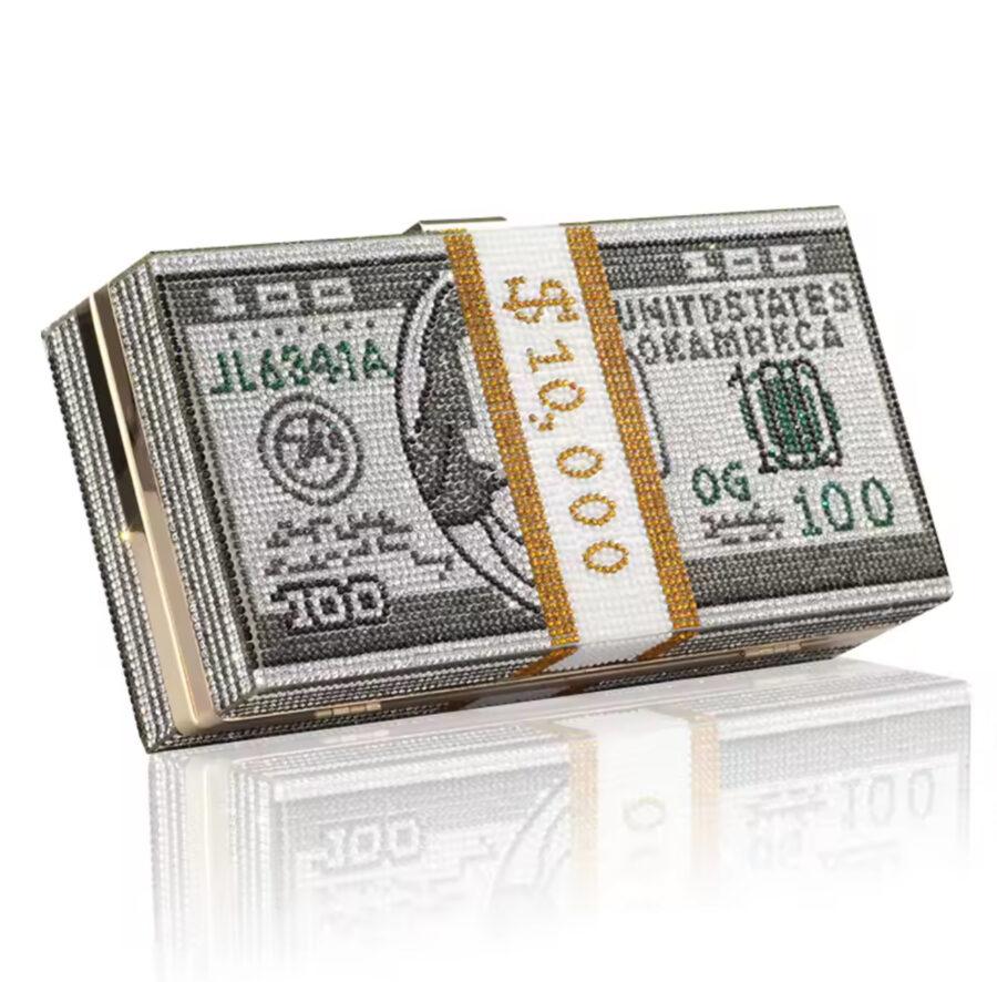 DOLLAR RHINESTONE CLUTCH