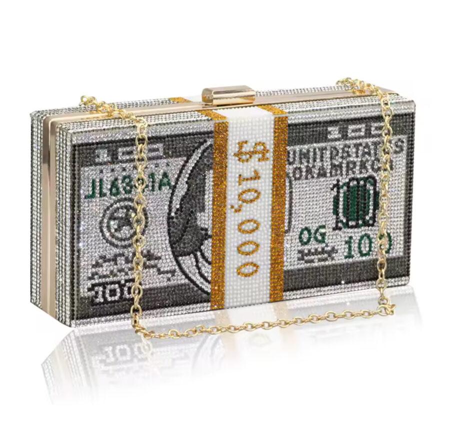 DOLLAR RHINESTONE CLUTCH
