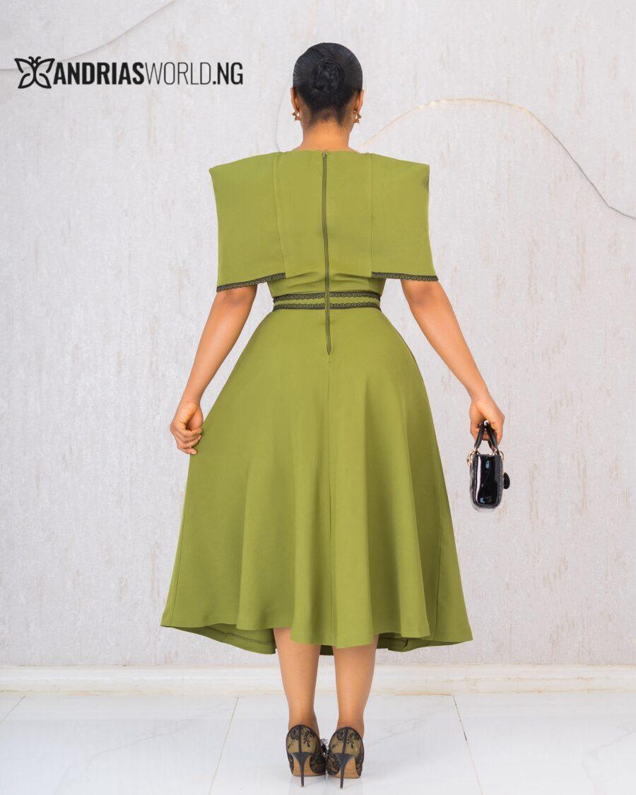 OLIVE GREEN CAPE DRESS