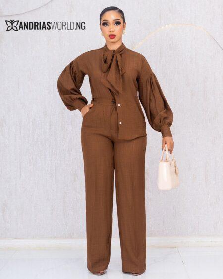 BROWN LINEN TROUSER SET