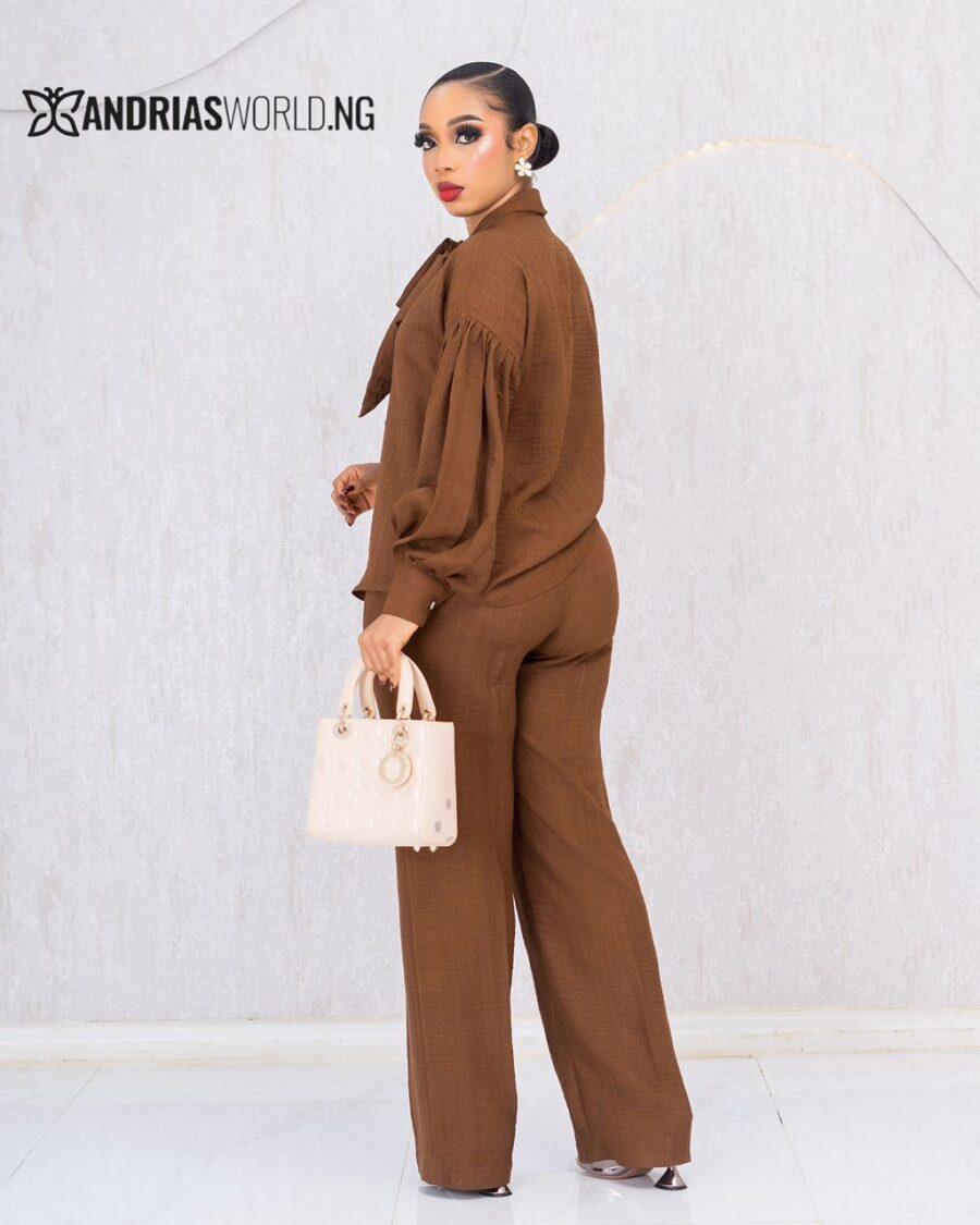 BROWN LINEN TROUSER SET