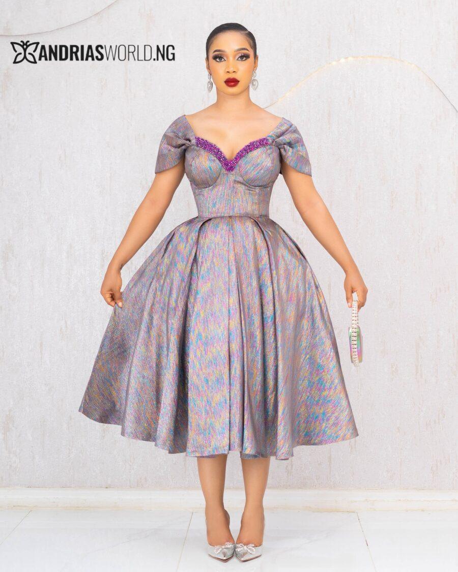 MULTI METALLIC BEADED CORSET DRESS
