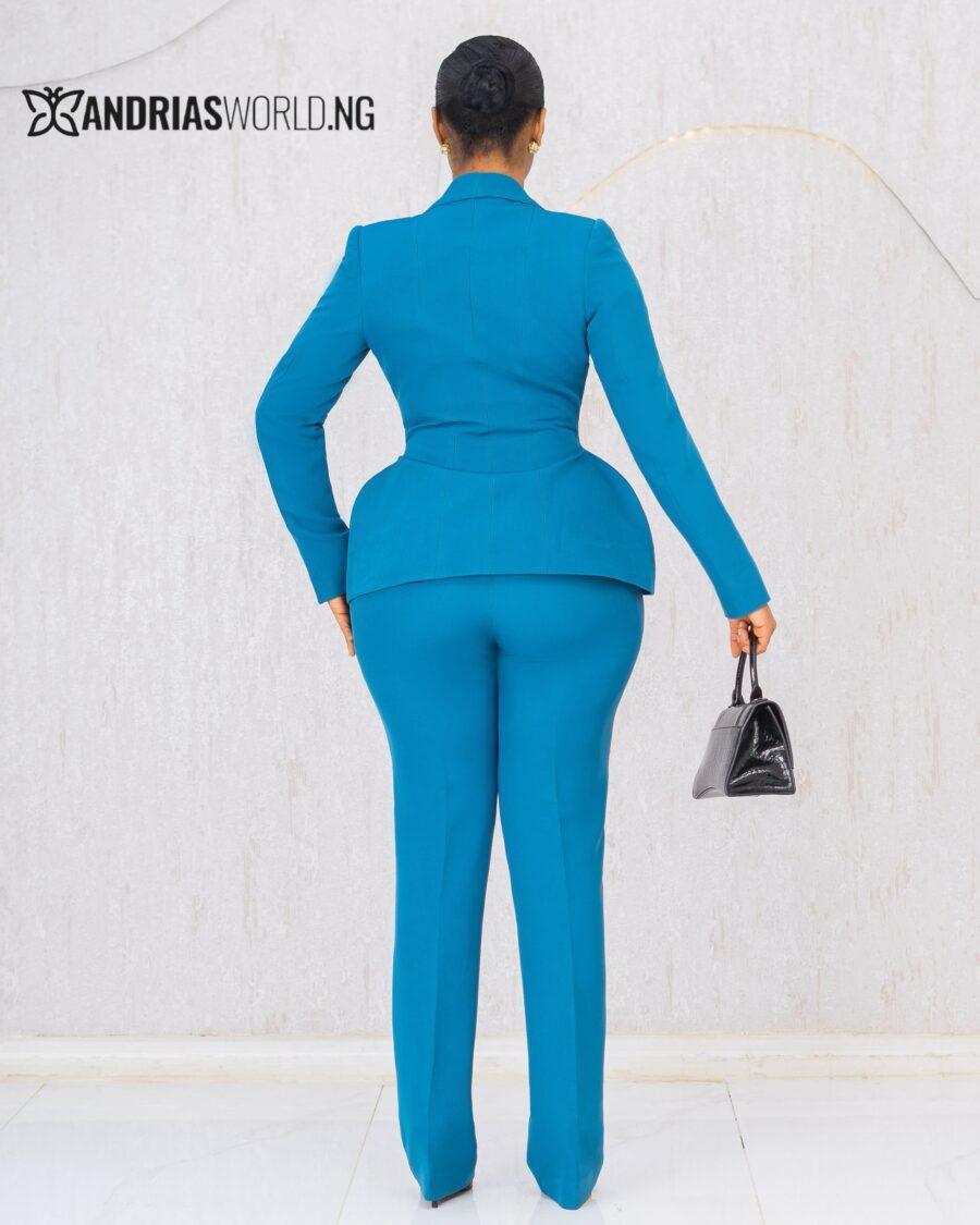 TEAL BLAZER AND TROUSER SUIT