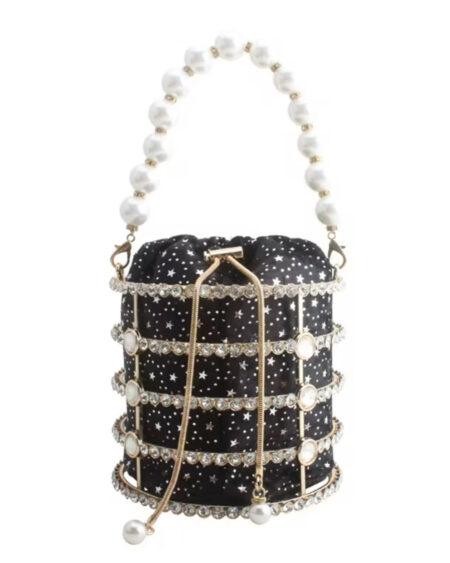 BLACK STUDDED CUP PURSE