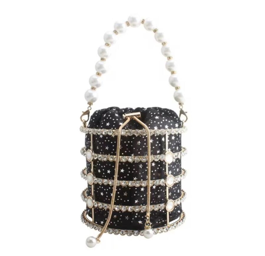 BLACK STUDDED CUP PURSE