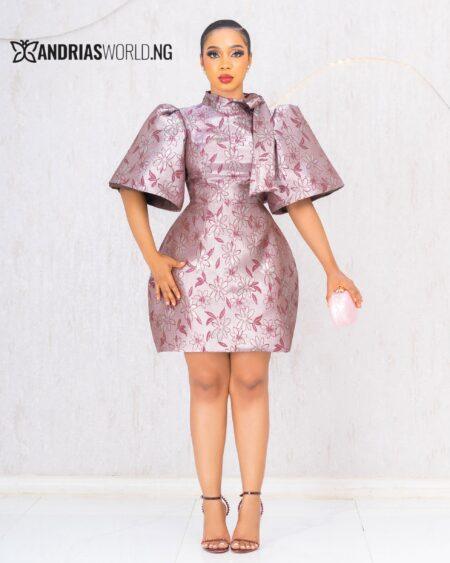 WINE FLORAL DAMASK DRESS