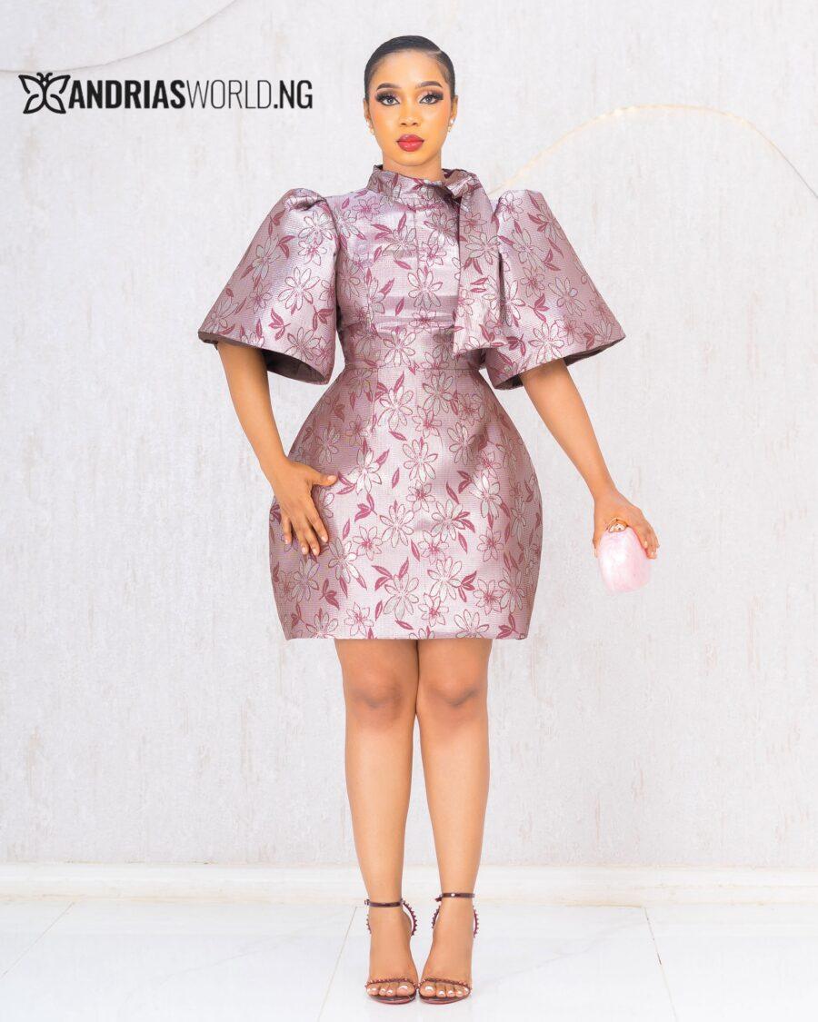 WINE FLORAL DAMASK DRESS
