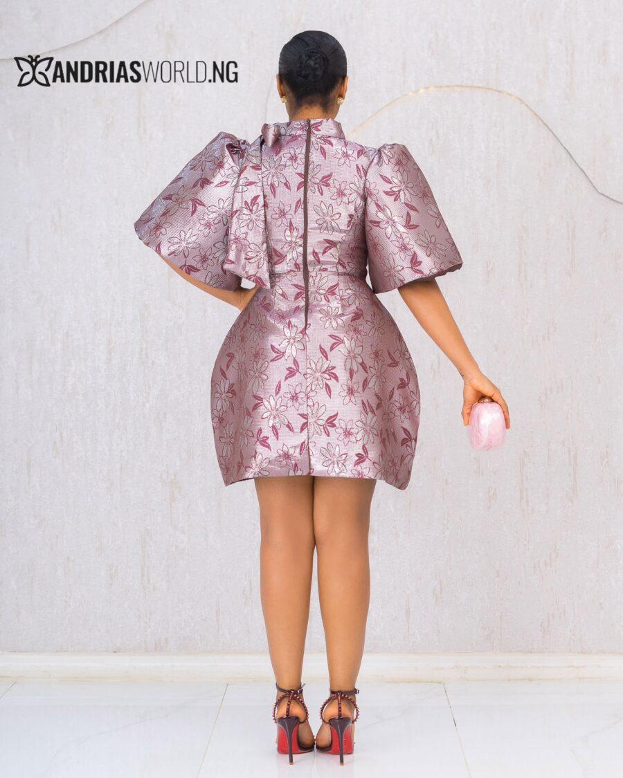 WINE FLORAL DAMASK DRESS