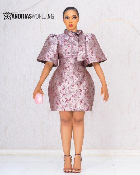 WINE FLORAL DAMASK DRESS