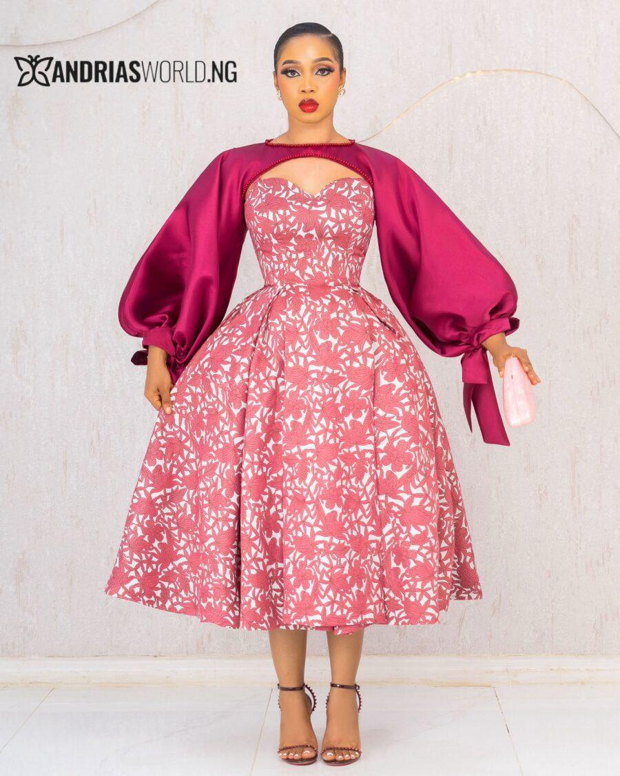 PEACH FLORAL DRESS WITH DETACHABLE CAPE