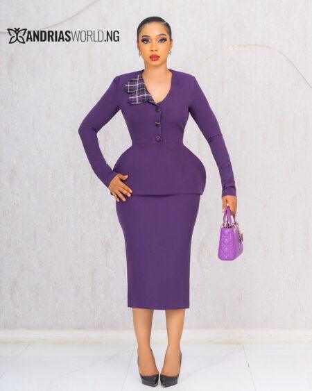 PURPLE BLAZER SKIRT SET