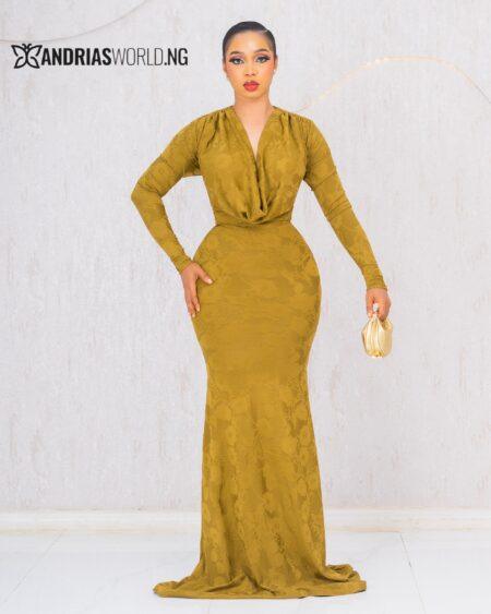 OLIVE GREEN COWL NECK MAXI DRESS