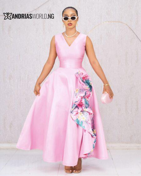 PINK MIKADO MAXI SKATER DRESS
