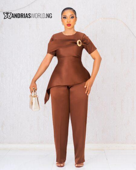 BROWN TWO PIECE TROUSER SET