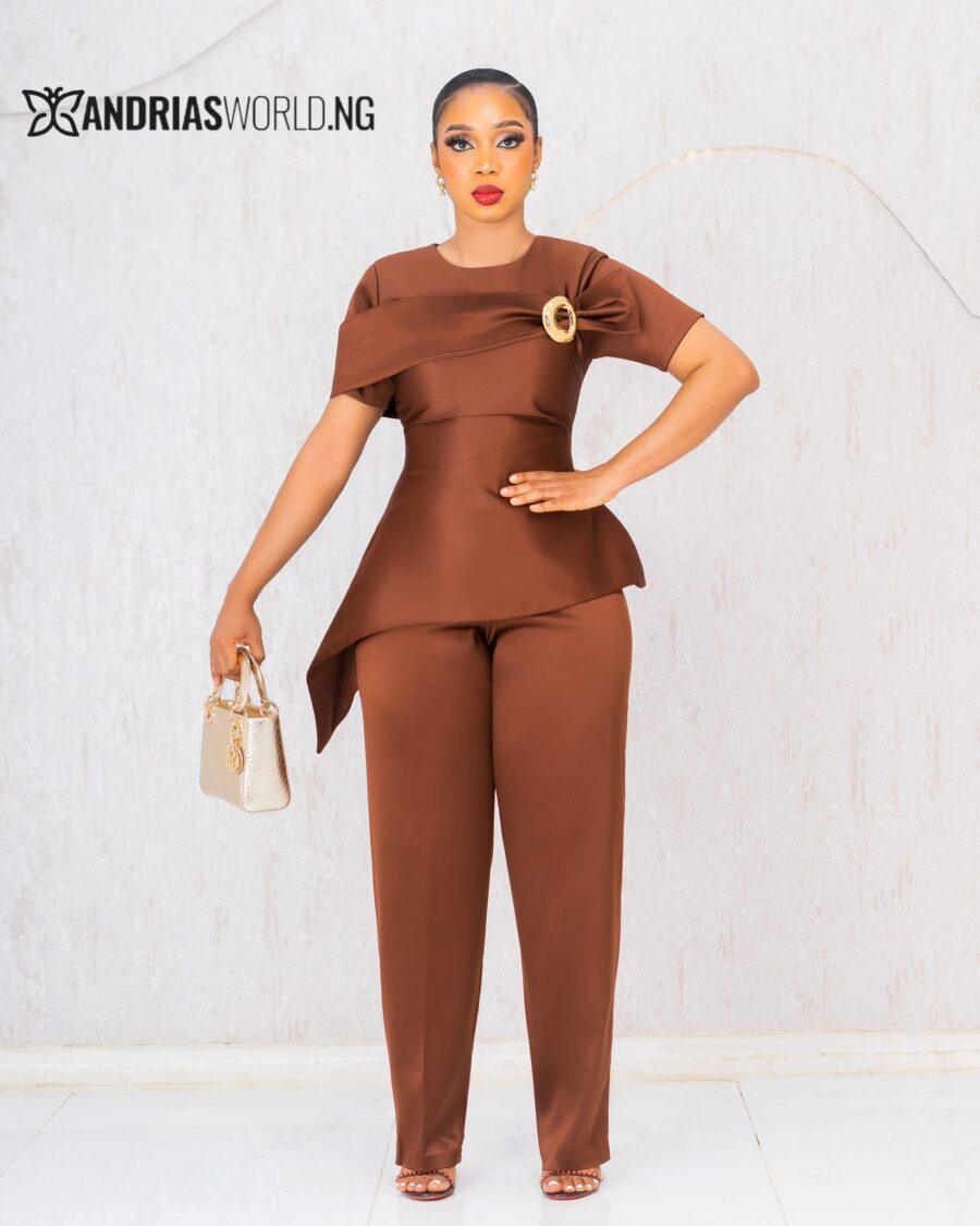 BROWN TWO PIECE TROUSER SET