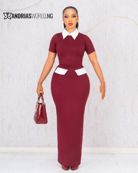 WINE AND WHITE MAXI DRESS