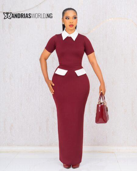 WINE AND WHITE MAXI DRESS