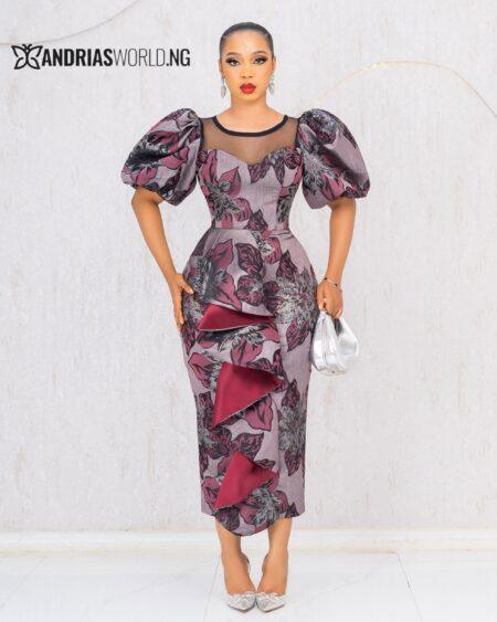 DAMASK FLORAL MIDI DRESS