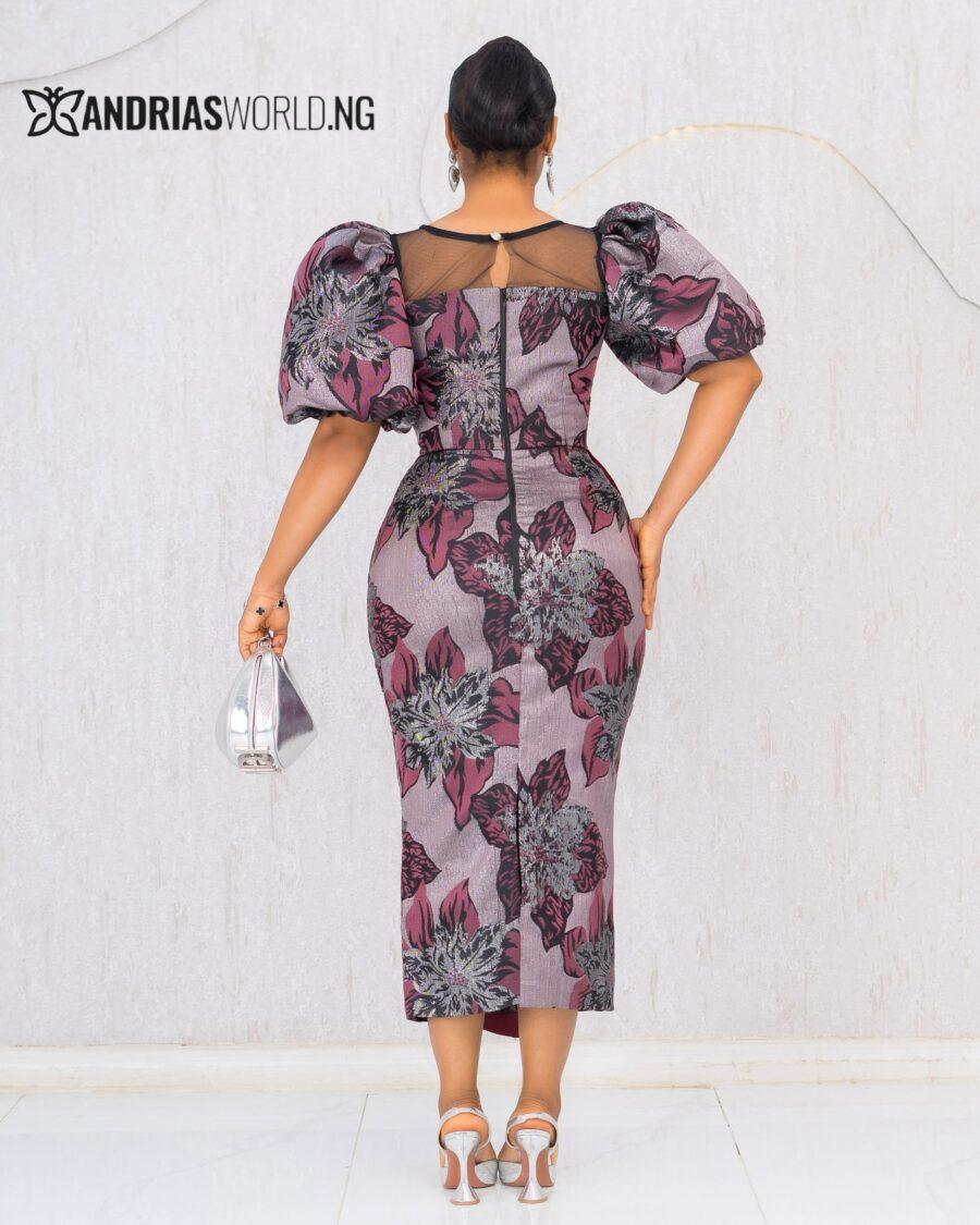 DAMASK FLORAL MIDI DRESS