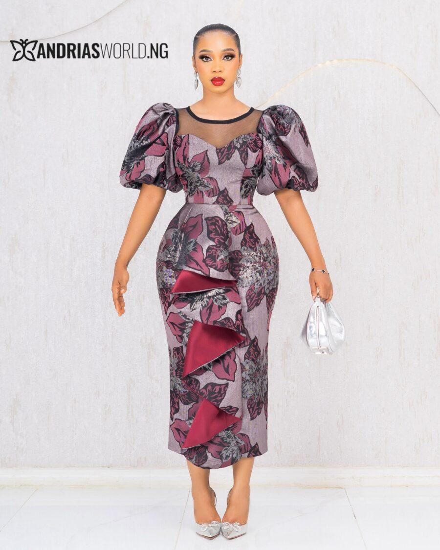 DAMASK FLORAL MIDI DRESS