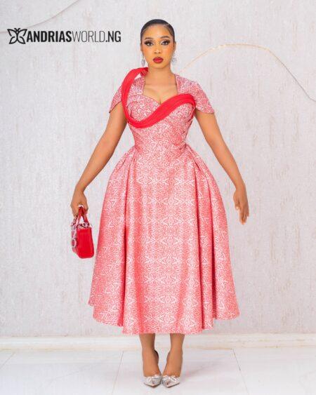 RED DAMASK CORSET DRESS