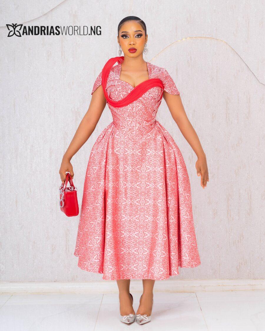RED DAMASK CORSET DRESS