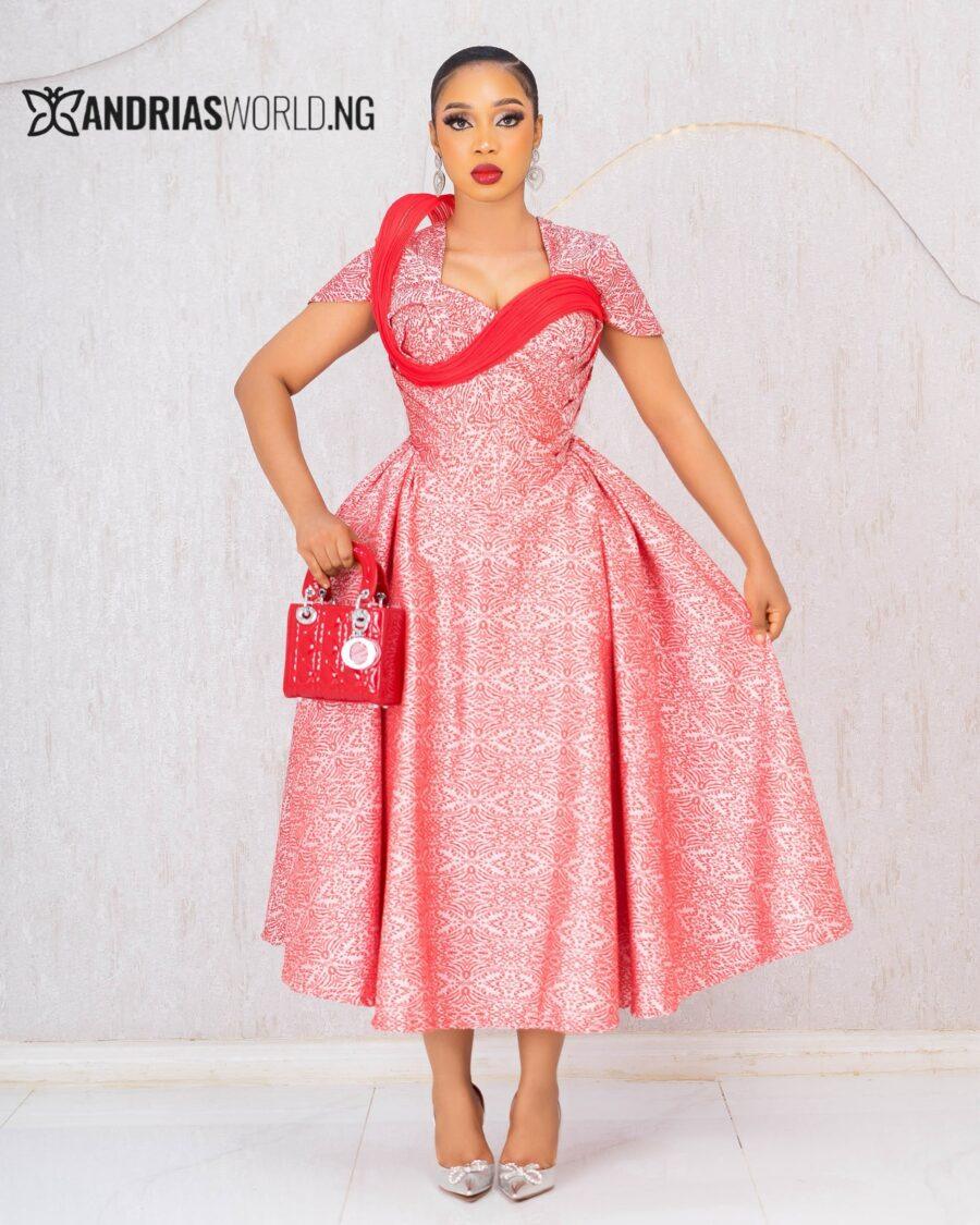 RED DAMASK CORSET DRESS