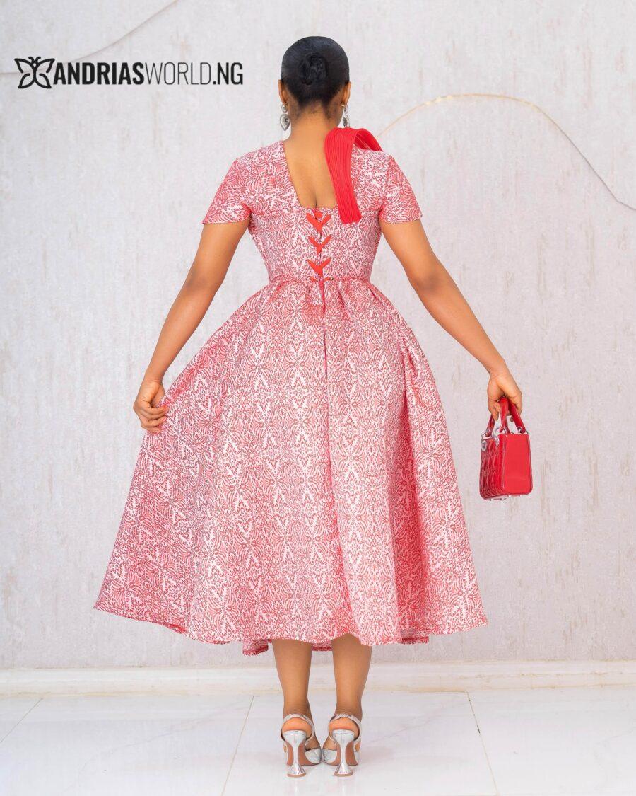 RED DAMASK CORSET DRESS