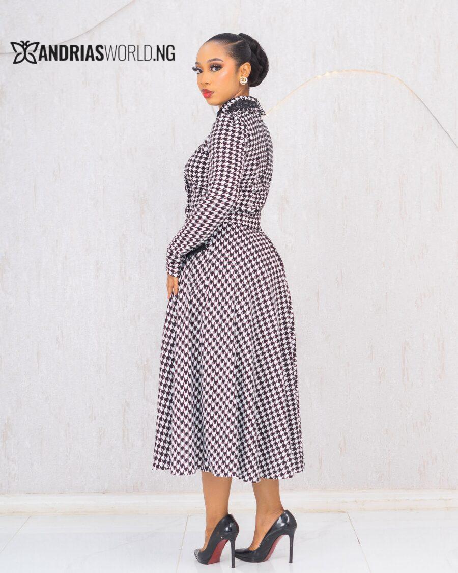 BLACK AND WHITE HOUNDSTOOTH SKIRT SET