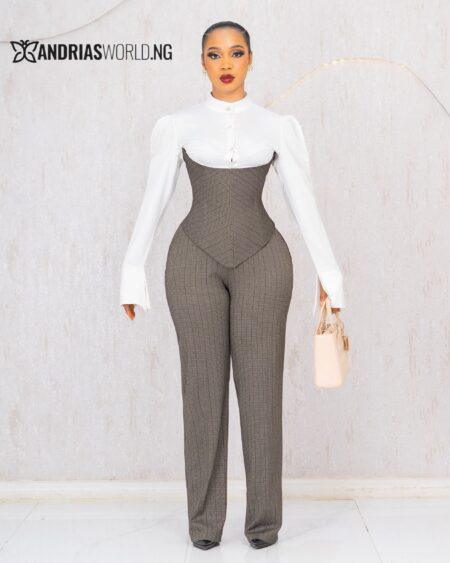DARK GREY THREE PIECE CORSET TROUSER SET