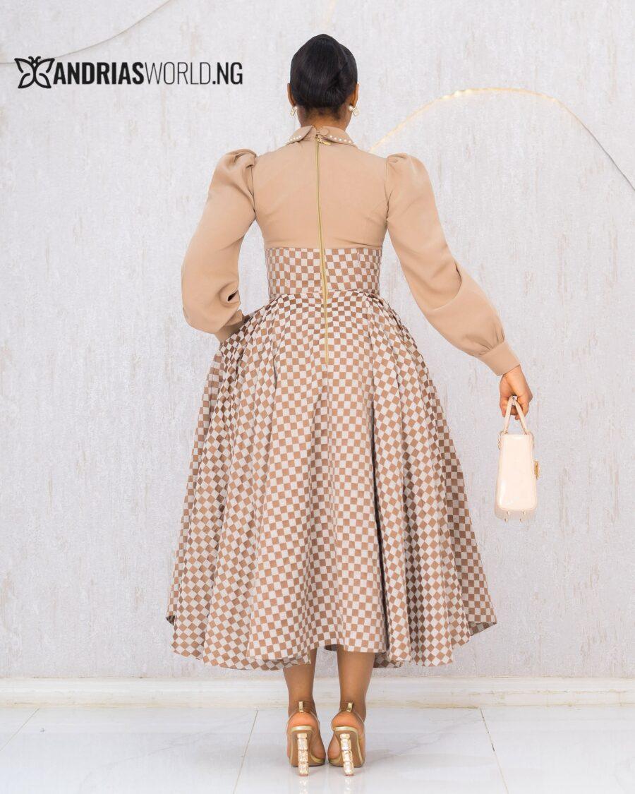 NUDE CHECK DENIM SKATER DRESS