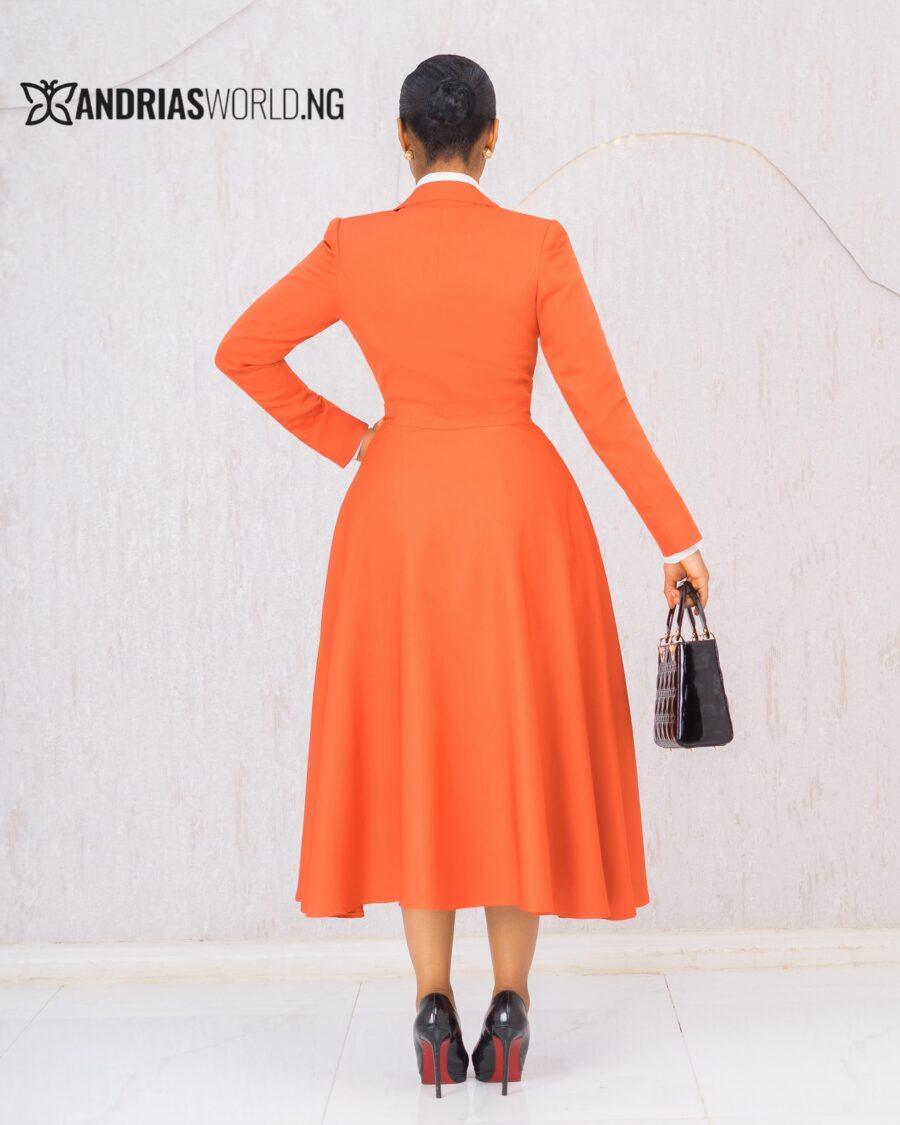ORANGE BUTTON DOWN SUIT DRESS WITH SHIRT