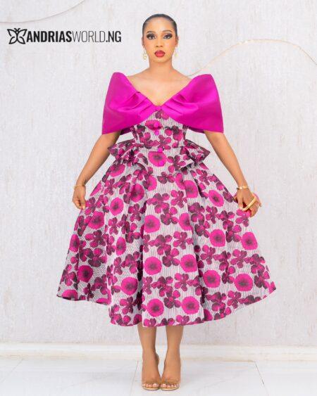 PINK FLORAL SKIRT SET WITH MIKADO CAPE