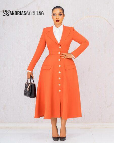 ORANGE BUTTON DOWN SUIT DRESS WITH SHIRT