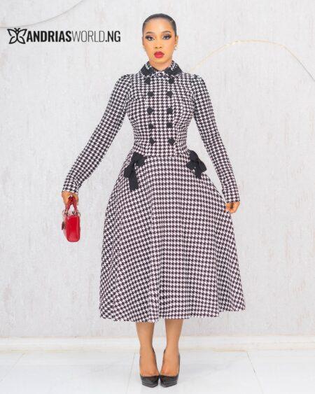 BLACK AND WHITE HOUNDSTOOTH SKIRT SET
