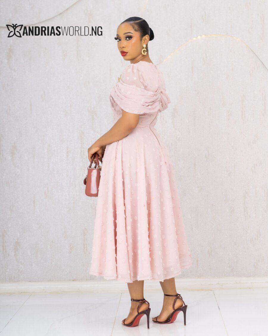 PEACH PETAL SKATER DRESS