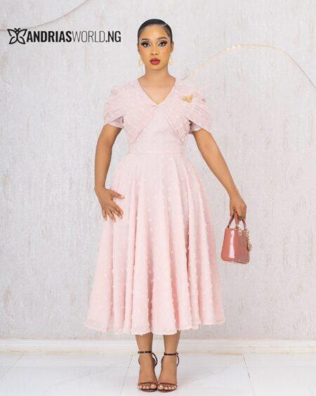 PEACH PETAL SKATER DRESS