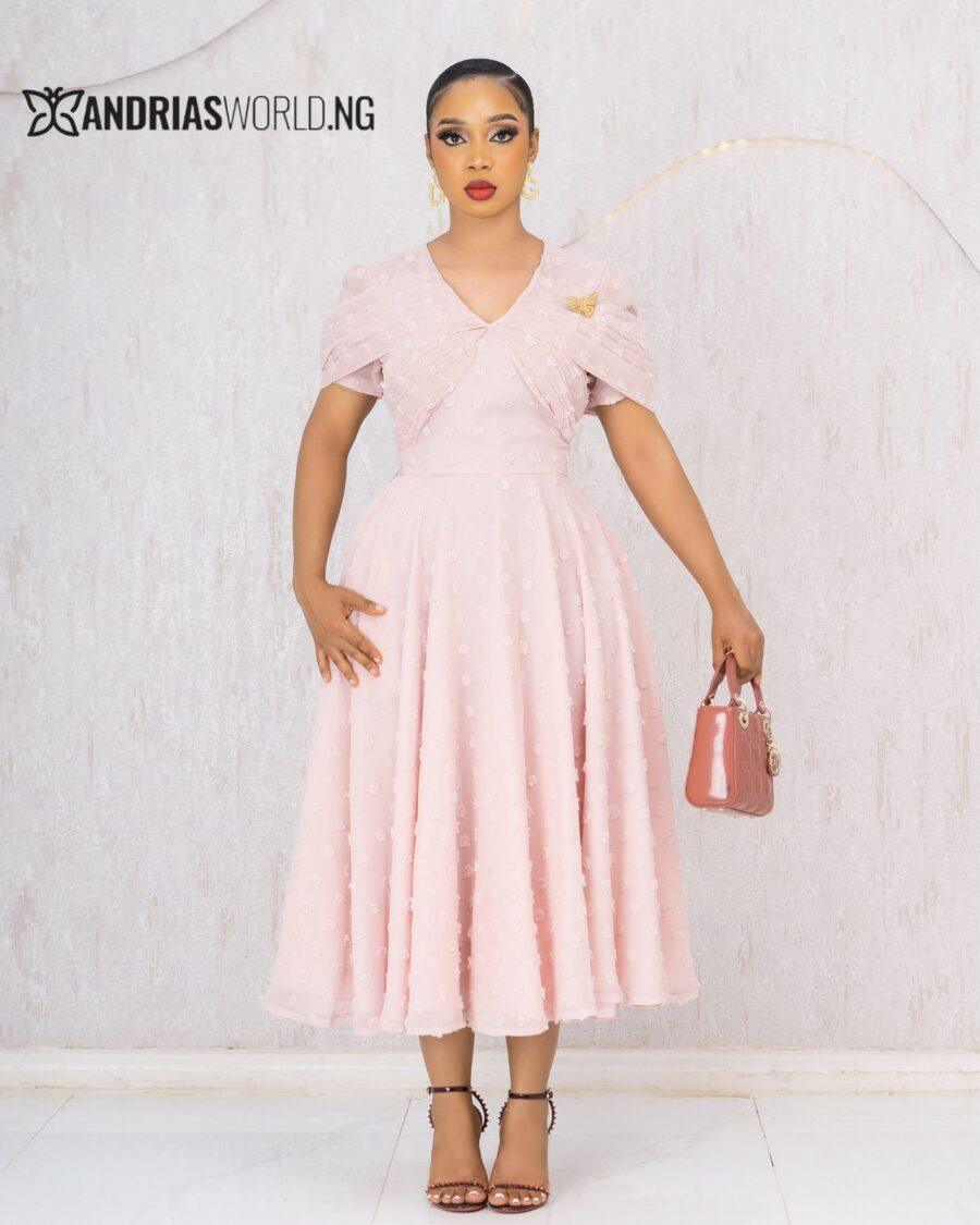 PEACH PETAL SKATER DRESS