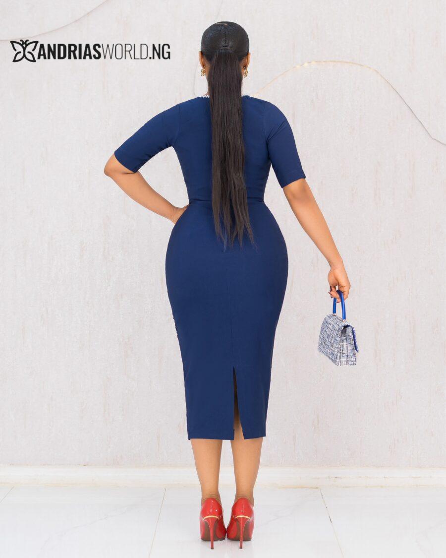 NAVYBLUE MIDI DRESS WITH LACE DETAIL