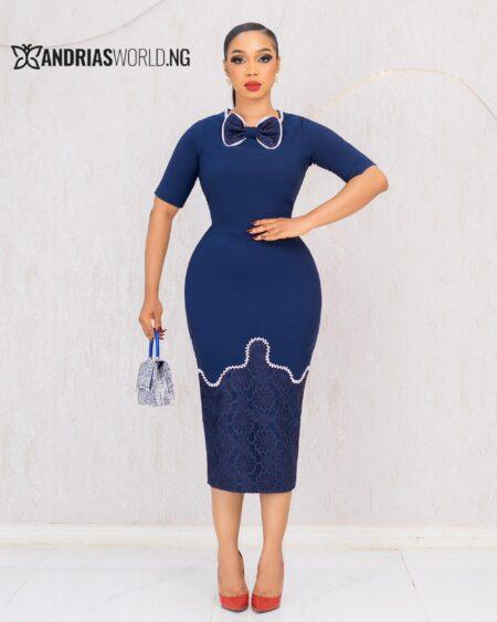 NAVYBLUE MIDI DRESS WITH LACE DETAIL