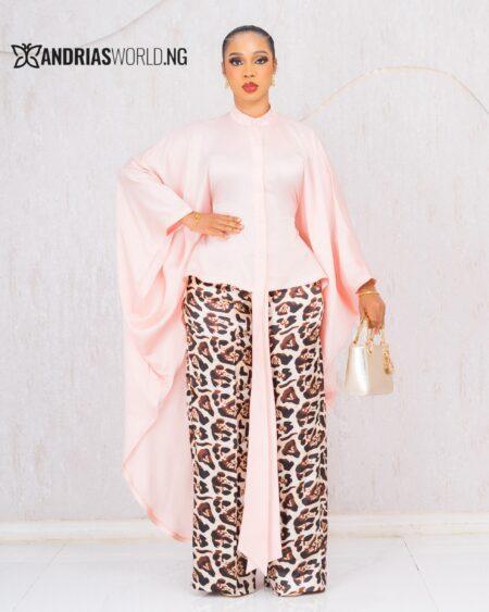 PEACH DUCHESS TWO PIECE WITH LEOPARD PRINT PANTS