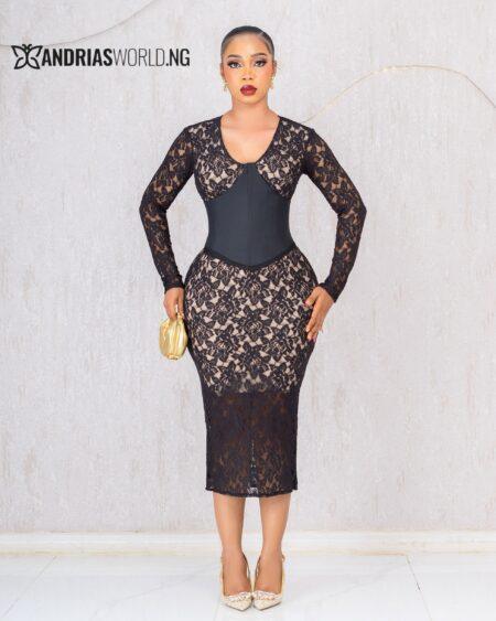 BLACK LACE DRESS WITH CORSET