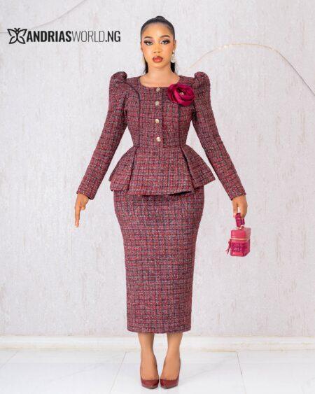 RED TWEED SKIRT SET