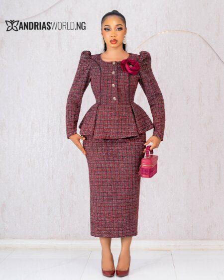 RED TWEED SKIRT SET