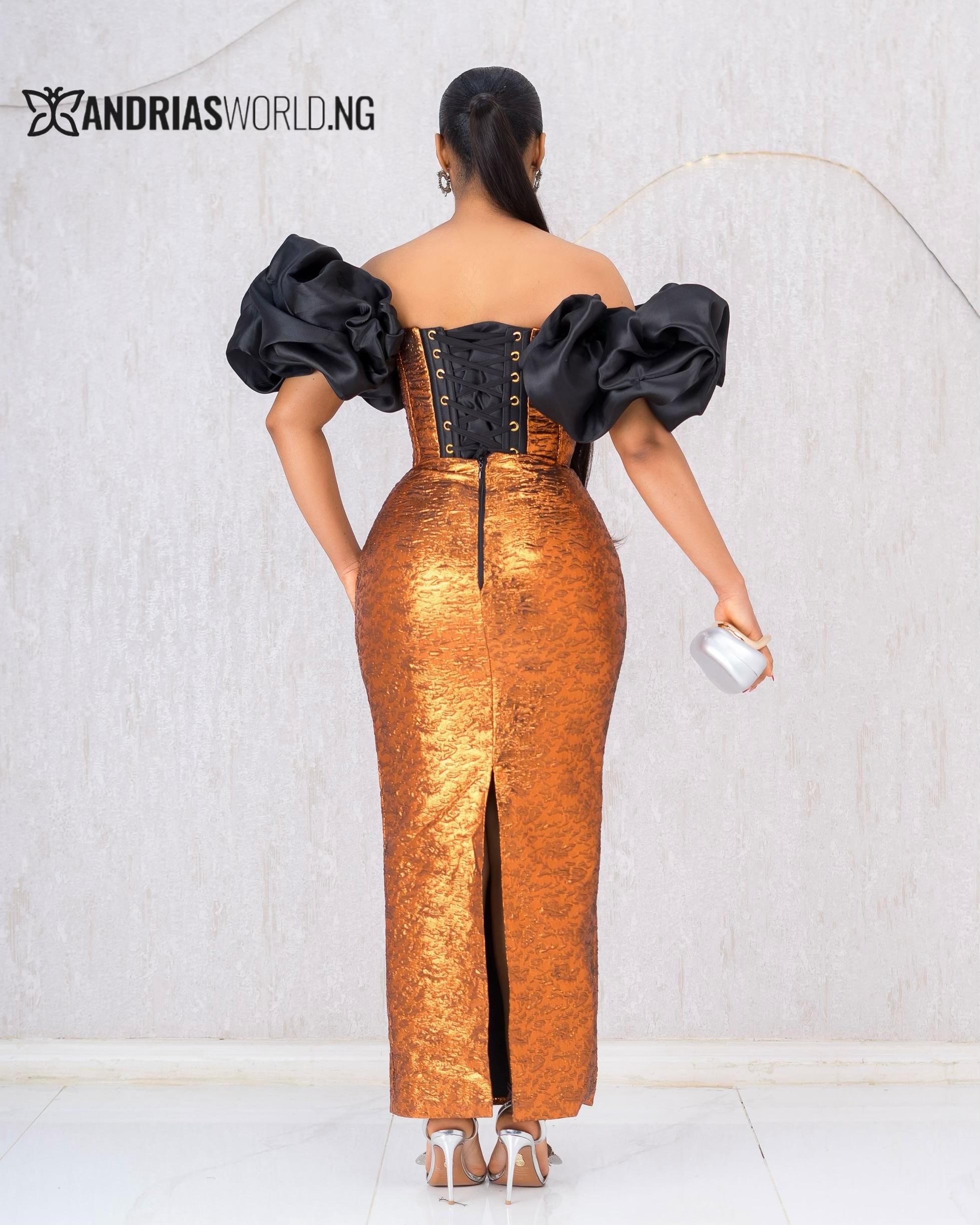 BRONZE AND BLACK CORSET DRESS BRONZE AND BLACK CORSET DRESS