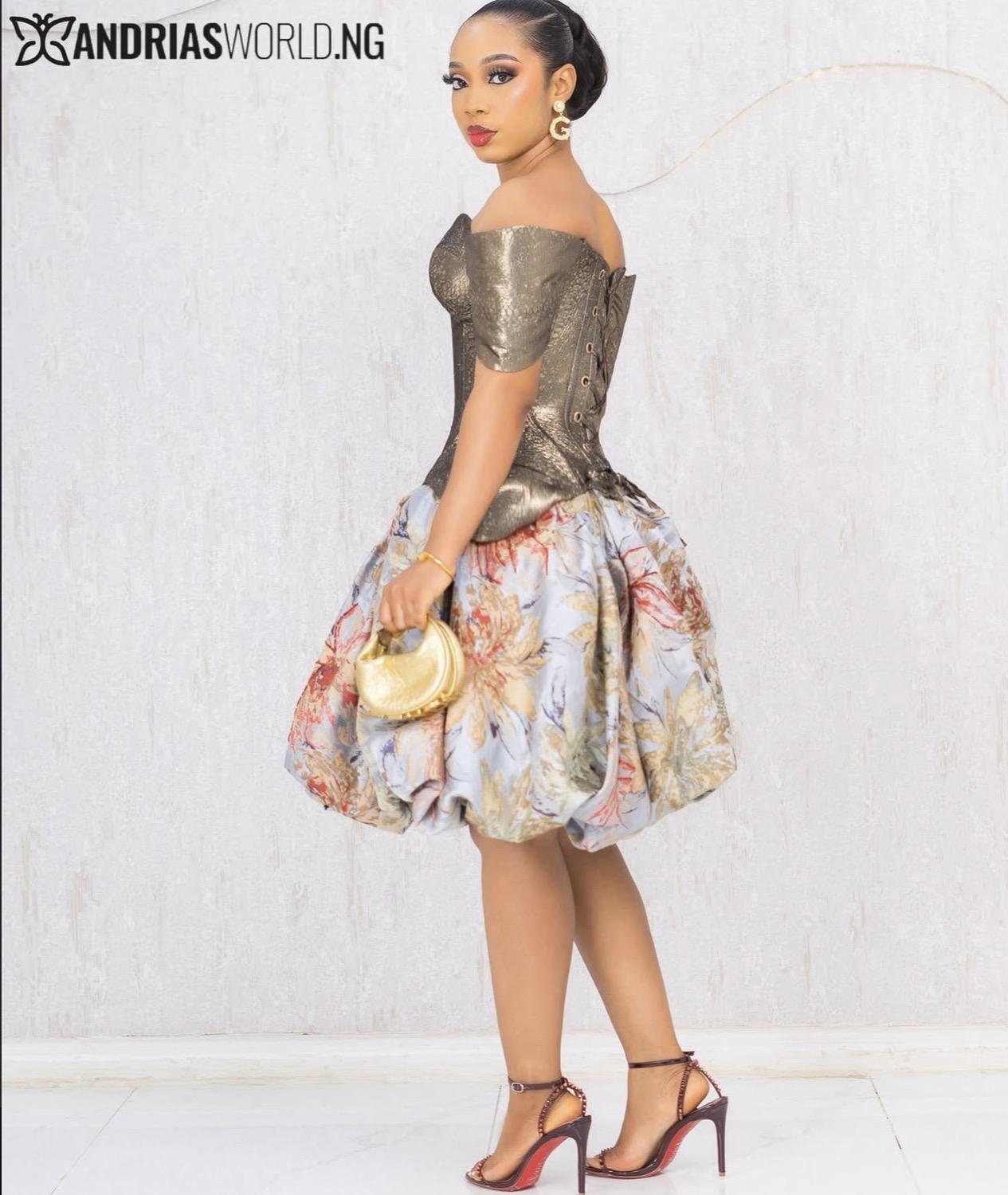 GOLD CORSET TOP WITH FLORAL BUBBLE SKIRT GOLD CORSET TOP WITH FLORAL BUBBLE SKIRT